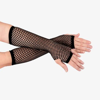 China Elegant Long Length Sexy Jacquard Party Accessories Elbow Floral For Evening Net Fingerless Gloves for sale