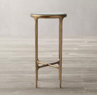 China Modern tempered glass AROUND STAINLESS STEEL GOLD SIDE TABLE for sale