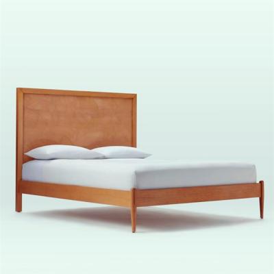 China Retro Rustic Wood Bed Eco-friendly Wooden Double Platform Bed Double Bed Designs for sale