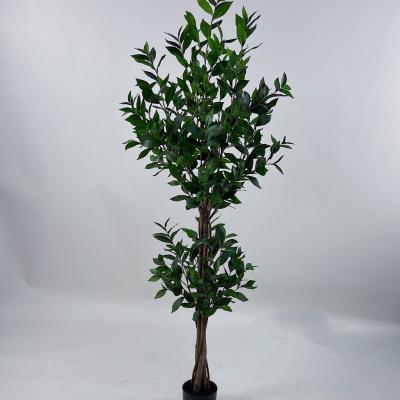 China Beautiful Round Ball Shape Artificial Potted Laurel Leaf Environmental Protection Plant Laurel Tree For Decor for sale