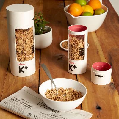 China Recycled Materials Food Grade Tube Cylinder Paper Cardboard Box Can Oats Breakfast Food Paper Tube With Window for sale