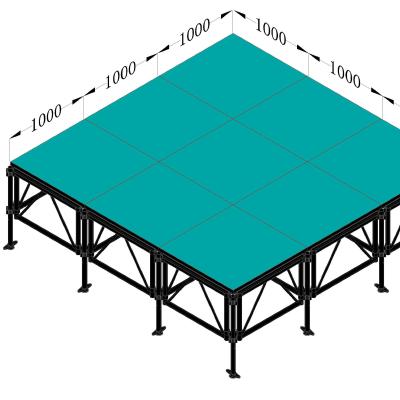 China Durable Outdoor 4'x4 Portable Folding Aluminum Step With Four Height Adjustable Legs for sale