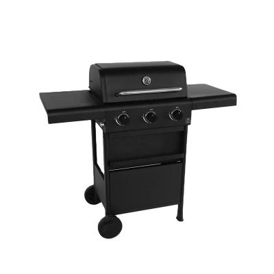 China Easily assembled 3 burner gas barbecue. black folding shelves with storage for sale