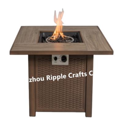 China 30 Inch Square Rattan-Look Outdoor Heater 40000 Btu Propane Stove Outdoor Gas Fire Pit Table Garden Funiture Set Fire Pit Burner Gas Grill for sale