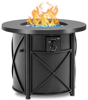 China RS-U30001 Stocked 40000 Btu Pure Iron Round Outdoor Propane Fire Pit Gas Furnace Outdoor Table with Lid for sale