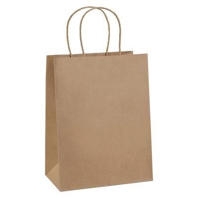 China Customized Recycled Cheap Biodegradable Logo Craft Paper Bag Printed Grocery Shopping Packaging Brown Kraft Paper With Handles for sale