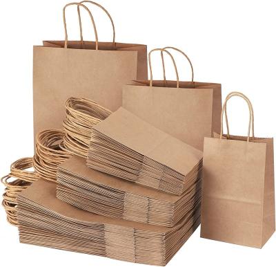 China Factory Wholesale Biodegradable Brown Kraft Recyclable Paper Bag With Rope Handle Your Logo Flat Handle Kraft Shopping Paper Bag for sale