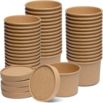 China Eco Friendly Disposable Biodegradable Food Grade Kraft Paper Disposable Leakproof Salad Bowl for sale