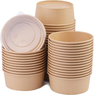 China Disposable PLA Compostable Bowl Take Out Kraft Paper Fiber Paper Salad Bowl Soup Lunch Bamboo Paper Bowl for sale