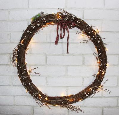 China Home Lighting Fairy Lights Front Door Hanging Garland Door Vintage Look Home Decor Willow Wreath LED String Lights for sale