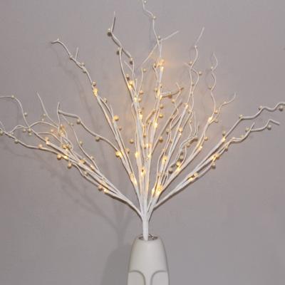 China Decorative white beads twig branch lights with beautiful white beads for sale