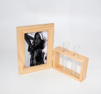 China Mini Glass Vase Plant Wooden Nature Photo Frame With 