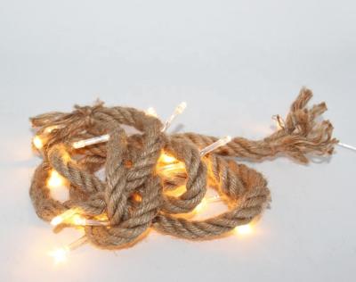 China Battery Operated Hemp Rope Vintage Fairy String Lights For Outdoor Indoor Outdoor Party Lights String for sale