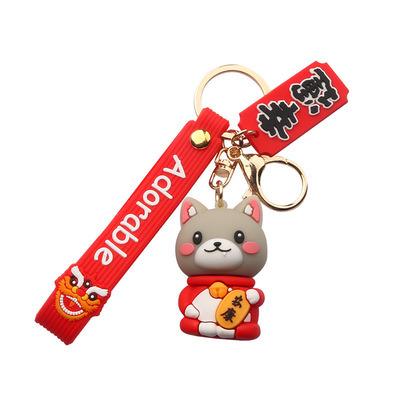 China Key Decoration China Lucky Cat Custom Cute Cartoon Key Chain Silicone With Chain for sale