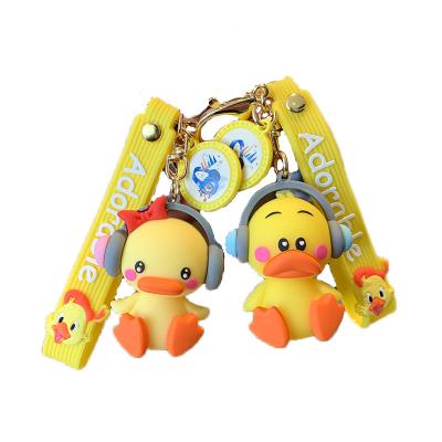 China Cute Cartoon Toy Fashionable Silicone Yellow Duck Key Chain For Phone Bag Car for sale