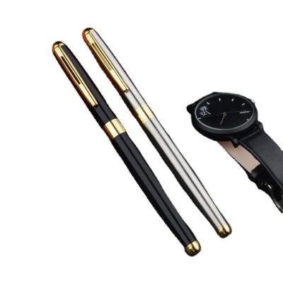 China Gold Plated 2022 New Promotional Gift Advertising Gold Plated Black Blue Ink Gel Pen Set With Custom Logo Phone Number for sale