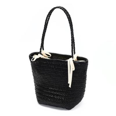 China Shoulder Bag Best Selling Fancy Woven Genuine Leather Tote Bag For Women Fashion Long Leather Shoulder Bag Woven Handbag for sale