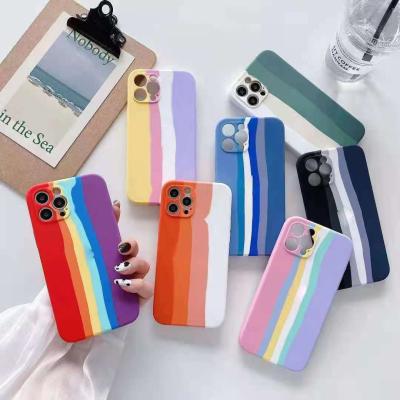 China Rainbow Color Cell Phone Filter Cover Mobile Phone Case Shockproof Waterproof Soft Silicone Phone Cases For Iphone 13 12 11pro Max for sale