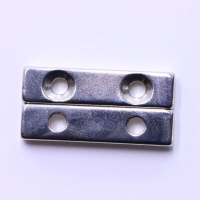 China Industrial Magnet Quality Choice Industrial High-Performance Double Hole Bright Silver Neodymium Magnet for sale