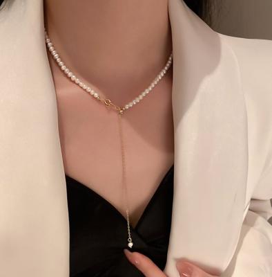 China CLASSIC French Pearl Necklace Drop Style Statement Cultured Pearl Necklace Scarf for sale