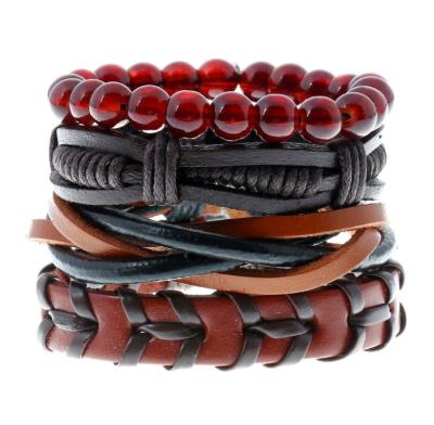 China Braided Set Retro Punk Bracelet DIY Whip Bracelet Men's Hemp Rope Braided Leather Bracelet for sale