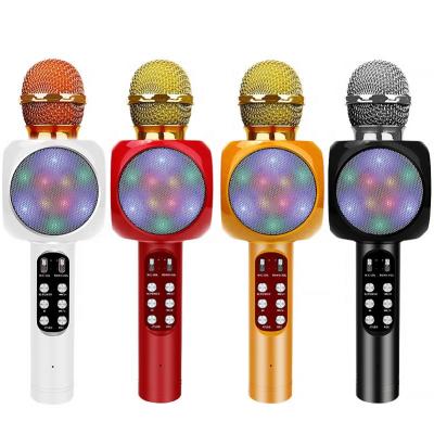 China WS-1816 Handheld Microphone Karaoke Microphone With LED Bluet.ooth Wirelessss Microphone Speaker For Kid for sale