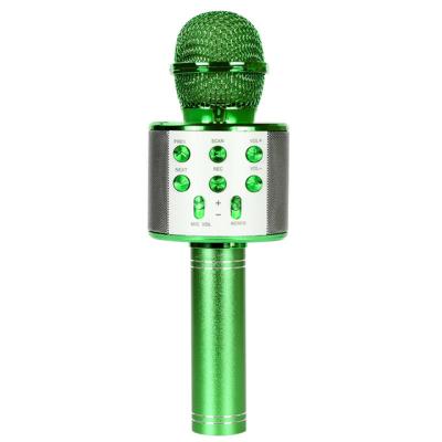 China Microphone Green WS-858L Handheld Wireless Karaoke Microphone With Speaker For Kids USB BT Mic Portable Handheld KTV Kids Sing Mike for sale