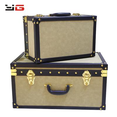 China Wholesale Stocked Decorative Nubuck Vintage Suitcases Luggage Case for sale