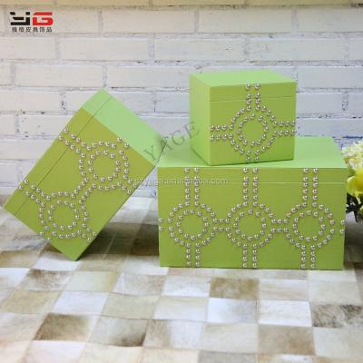 China Eco-friendly Wooden Leather Storage Box Customized Viable For Room Decoration And Display for sale