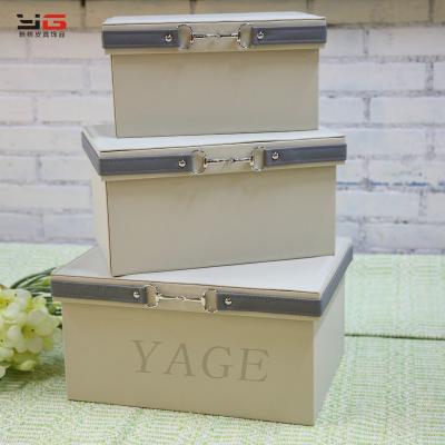 China Manufacture Viable Cheap Wooden Leather Classic China Decorative Storage Box For Home / Office for sale