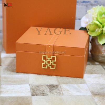 China New Design Sustainable Wood And PU Leather Decorative Storage Box In Shenzhen China Factory Jewly Box for sale