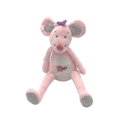 China Custom Bsci Home Plant Decoration Cute Plush Mouse Pink Plush Toy For Baby for sale