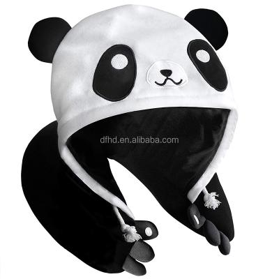 China Custom Cooling Panda Embroidered Hoodies Travel Neck Stuffed Pillow For Girlfriend for sale