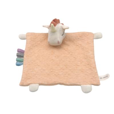 China 100% Organic Natural Soft Cotton Baby Plush Unicorn Soothing Security Towel For Compressed Custom Baby for sale