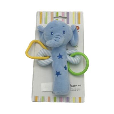 China Calm Down Baby Whosale Factory 0-1 Year Ratchet Cute Animal BB Ring Baby Plush Hand Grab Stick Toys for sale