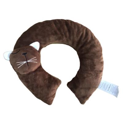 China Custom Anti-Snoring Brown Neck Wrap Stuffed Cherry Herbal Seeds Soft Shoulder Support Microwave Heating Protective Pillow For Friend Gifts for sale