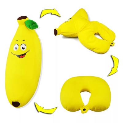 China Wholesale Custom Anti-Decubitus Fruit Shaped 2 In 1 Foldable Microbead Neck Pillow Travel U Shape Microbead Pillow for sale