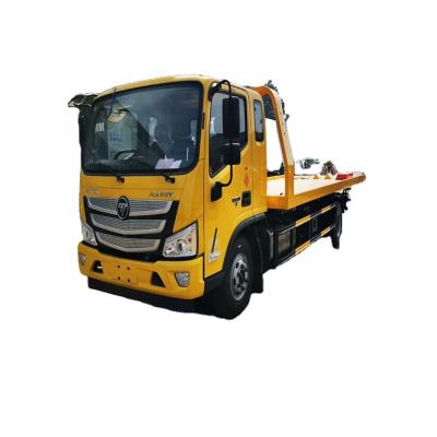 China Foton 1 pull 2 ​​cars tow wrecker truck 4X2 truck mounted recovery vehicle with siren and top mounted alarm left hand control for sale