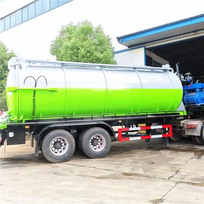 China Truck Suction Sewage Trailer 22m3 Carbon Steel Water Truck Semi Trailer 22 Cubic Meters Vacuum Sewage Suction Pump Tanker Semi Trailer for sale