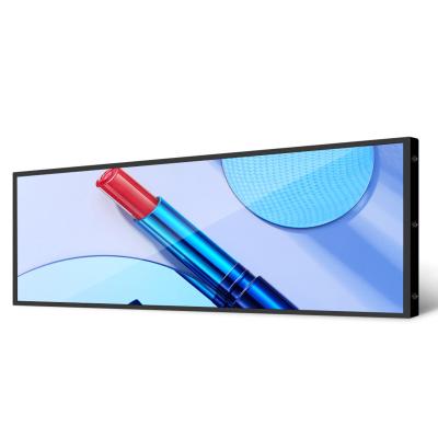 China Smart split screen 36.5 inch ultra wide stretched bar lcd commercial advertising display ultra stretched bar lcd display for sale