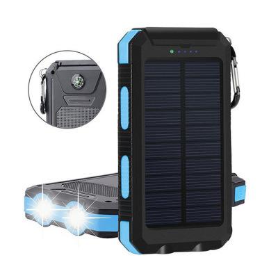 China LED Flashlight Lighting SOS Function Emergency Light Distress Light Strobe Light Power Bank Sola Charge 20000mah Solar Mobile Charger Power Bank with Light for sale