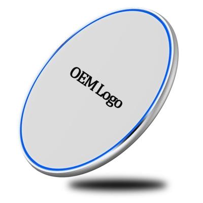 China Anti-Overcharge Pad 2022 New Design Factory Price Round Qi Charging 15w 10w Ultra Thin Universal Fast Wireless Phone Charger Pad For Sumsung for sale