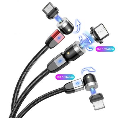 China New Product USB Cable Strong Magnetic Idol 3 in 1 Magnetic Charging Type 3A Micro USB Cable Fast Charging Magnetic USB Phone Accessories Cable for sale