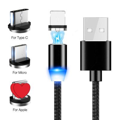 China 3 in 1usb High Speed ​​USB Charging Cable 2.4A 3A Magnetic Data Charging Magnetic USB Cable Customized Logo for iPhone Android Type C for sale