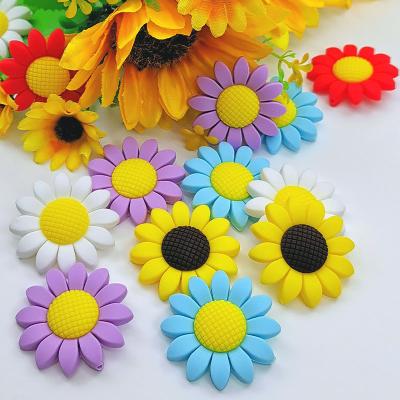 China Non-Toxic 100% Food Grade Bpa Free Silicone Baby Sunflowers Shape Teether Dangling Beads For Baby Teething Beads for sale