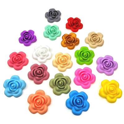 China 100% Silicone Non-Toxic Large Rose Beads Flower Baby Teethers BPA Free Rose Baby Teething Toys Accessories Food Grade For Pacifier Chain BPA Free for sale