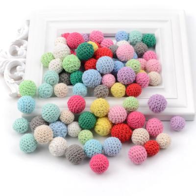 China 100% Food Grade Free Sample 36 Colors Non-Toxic Wooden Hooks Beads Knitting Jewelry Toy Baby Sensory Bead Teether Teething Wooden Chewable Beads DIY for sale