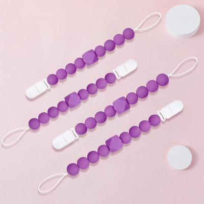 China BPA Free Baby Pacifier Clips Bpa Free Silicone Teether Chew Jewelry Food Grade Materials Diy Teether Necklace Open Baby Teether for sale