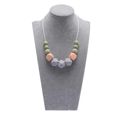 China 100% Food Grade Non-Toxic Chewable Baby Silicone Teether Teether Necklaces Bpa Free For Mom To Wear Nursing Necklace Silicone Beads Grasp Toys For Baby for sale