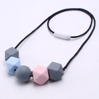 China 100% Food Grade Non-Toxic Factory Direct Silicone Teething Necklaces With Chew Beads For Infant Baby Teethers Mom Toy BPA Free Care Necklace for sale